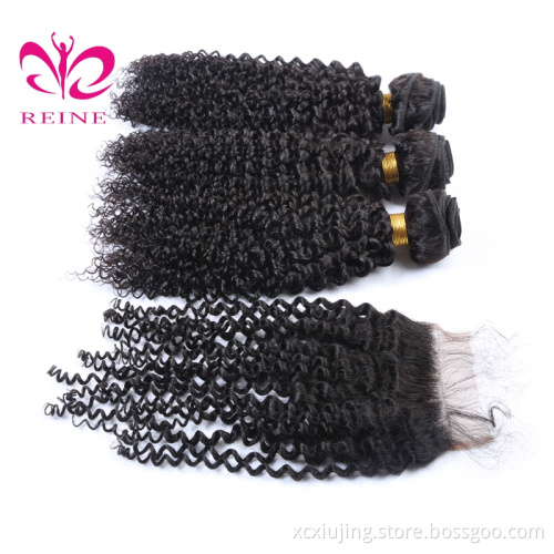 100% Unprocessed Wholesale Human Hair , Kinky Curl Virgin Brazilian Hair Extension With Brazilian Hair Closure